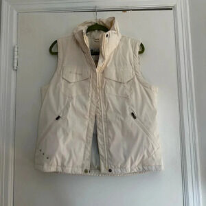 Columbia Down Feather Puffer Vest Women's Ivory Zip Pockets Outdoor. Sz: M.